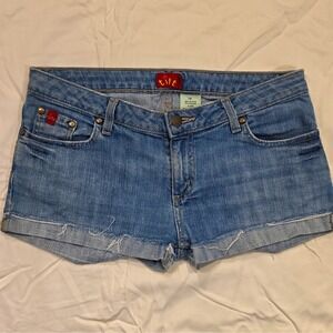 tilt Girls Blue Denim Shorts Size 7 Regular Fit Button Closure Pockets #99